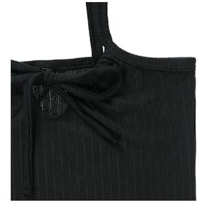 Chic Black Ribbed Tank with Bow Accent